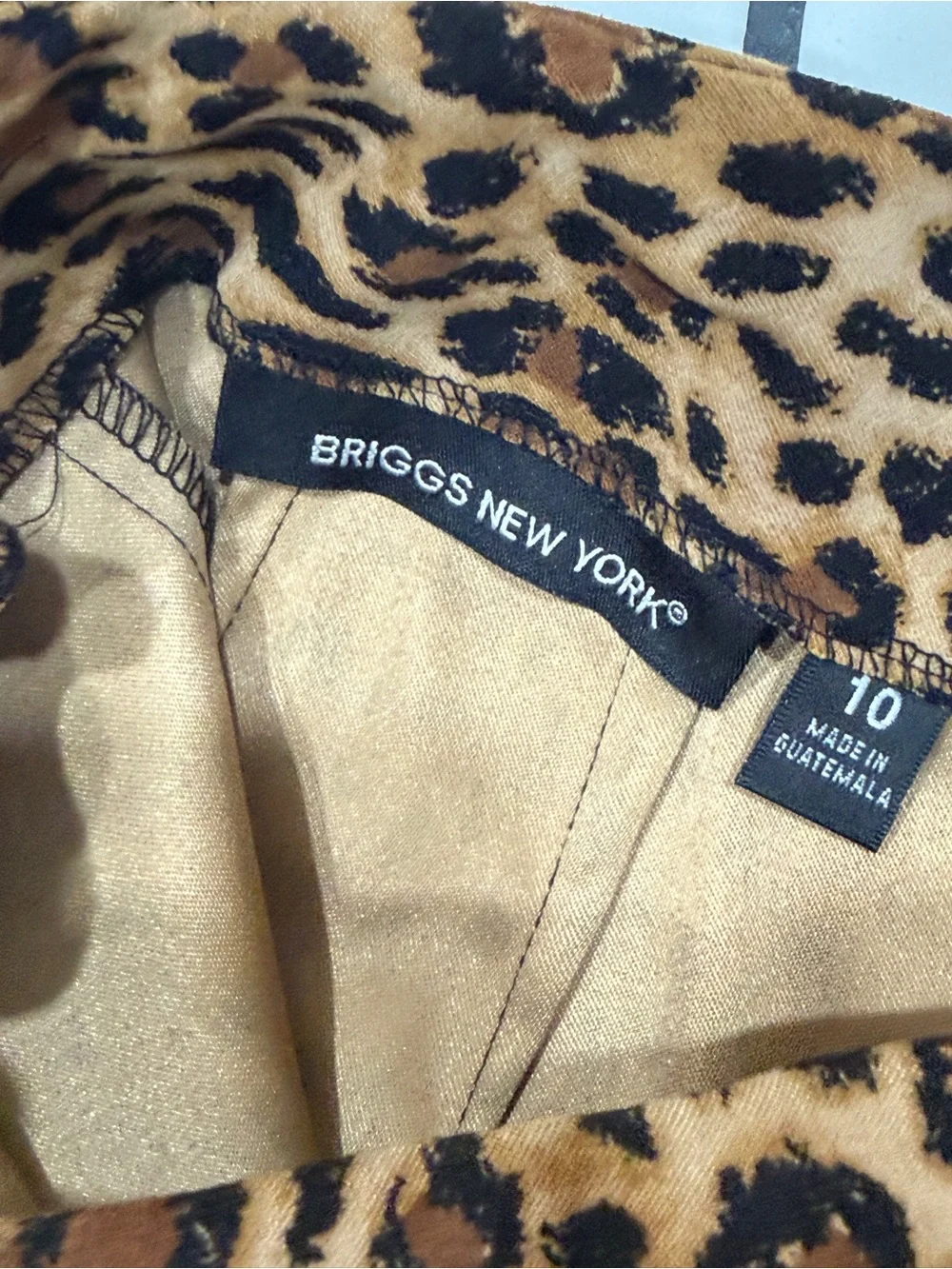 Vintage Y2K Briggs New York Leopard Velvet Midi Skirt Size 10